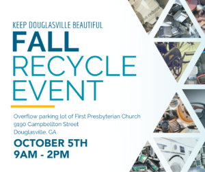 Keep Douglasville Beautiful Fall Recycle Event @ First Presbyterian Church | Douglasville | Georgia | United States