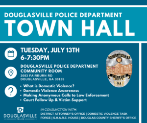 DPD Domestic Violence Awareness Town Hall @ Douglasville Police Department Community Room | Douglasville | Georgia | United States