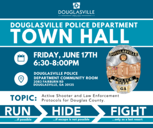 Douglasville Police Department Town Hall Meeting - Active Shooter @ Douglasville Police Department Community Room | Douglasville | Georgia | United States