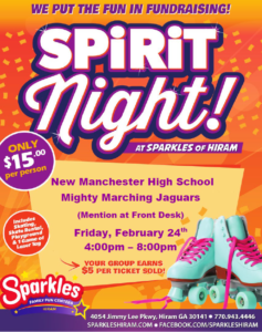New Manchester High School Mighty Marching Jaguars Spirit Night at SPARKLES of HIRAM @ SPARKLES of Hiram | Hiram | Georgia | United States
